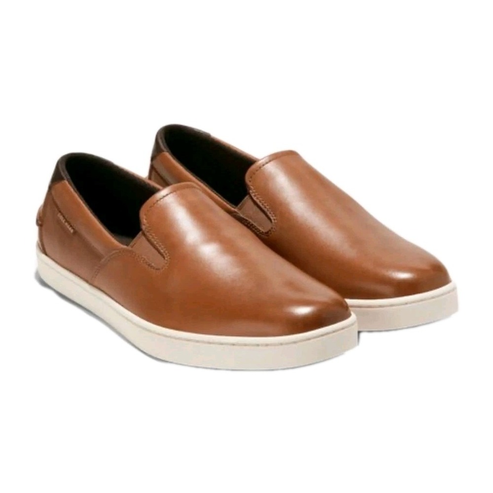 NEW! Cole Haan Men's Nantucket Slip-On Deck Shoe C38210 British Tan/Ivory Sz 8M